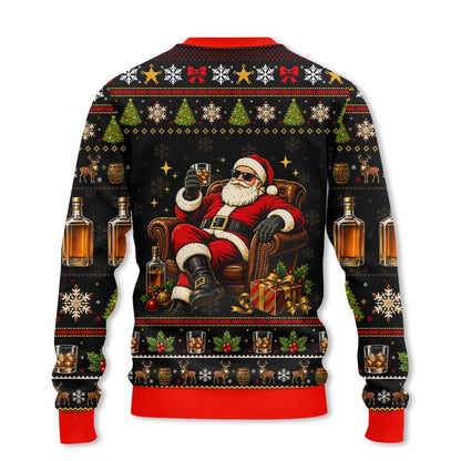 Whiskey ugly christmas sweater back view styling detail 4