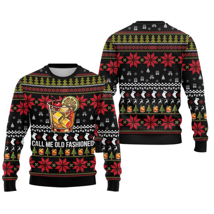 Call Me Old Fashioned cocktail ugly sweater, front view detail 4