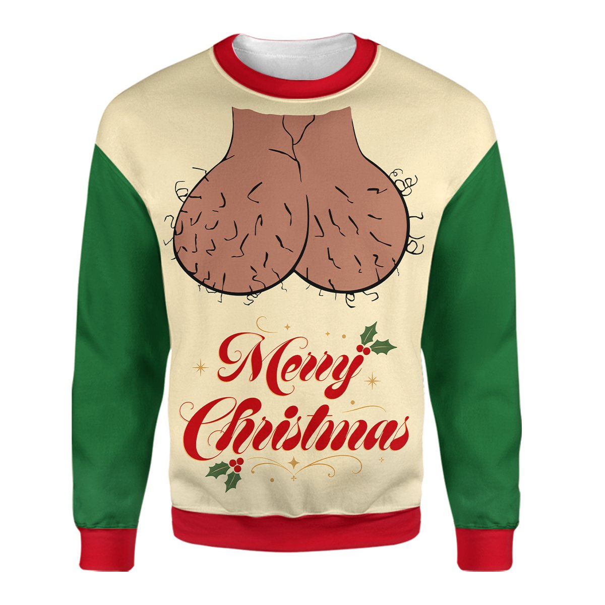 Beige crude ugly sweater, alternate view