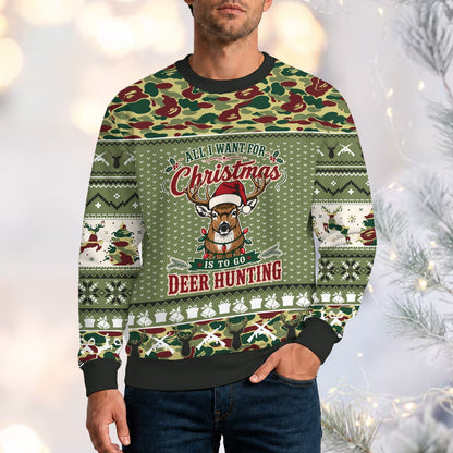 Fourth lifestyle image of the ugly deer sweater worn outdoors