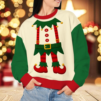 Person smiling while wearing the ugly elf sweater
