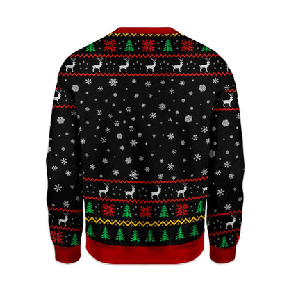 Detailed back view showing snowflakes and reindeer