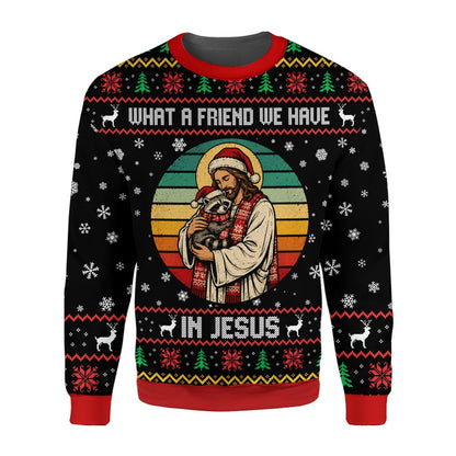 Second lifestyle image showing the ugly sweater in a holiday setting