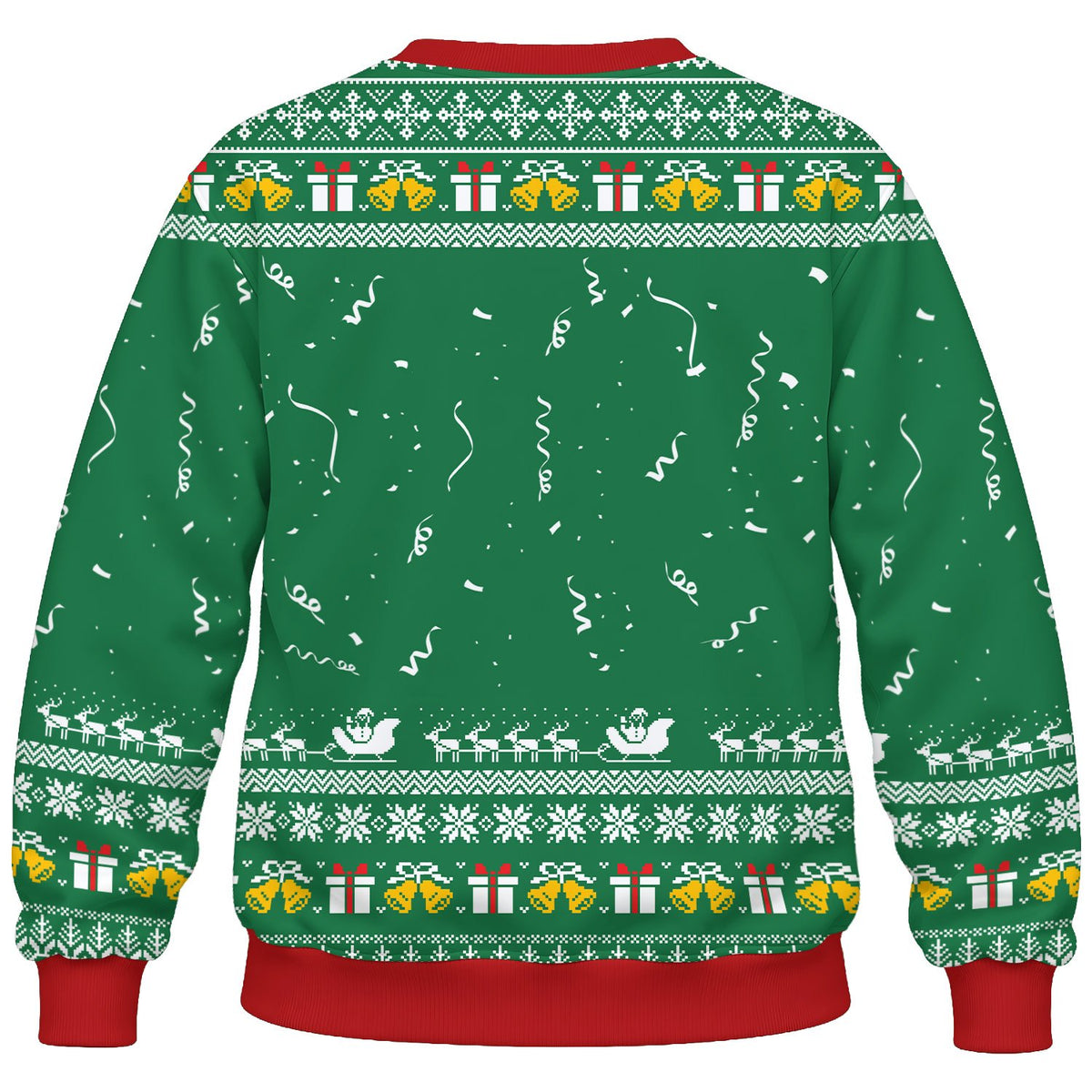 Detail back view of the holiday ugly sweater