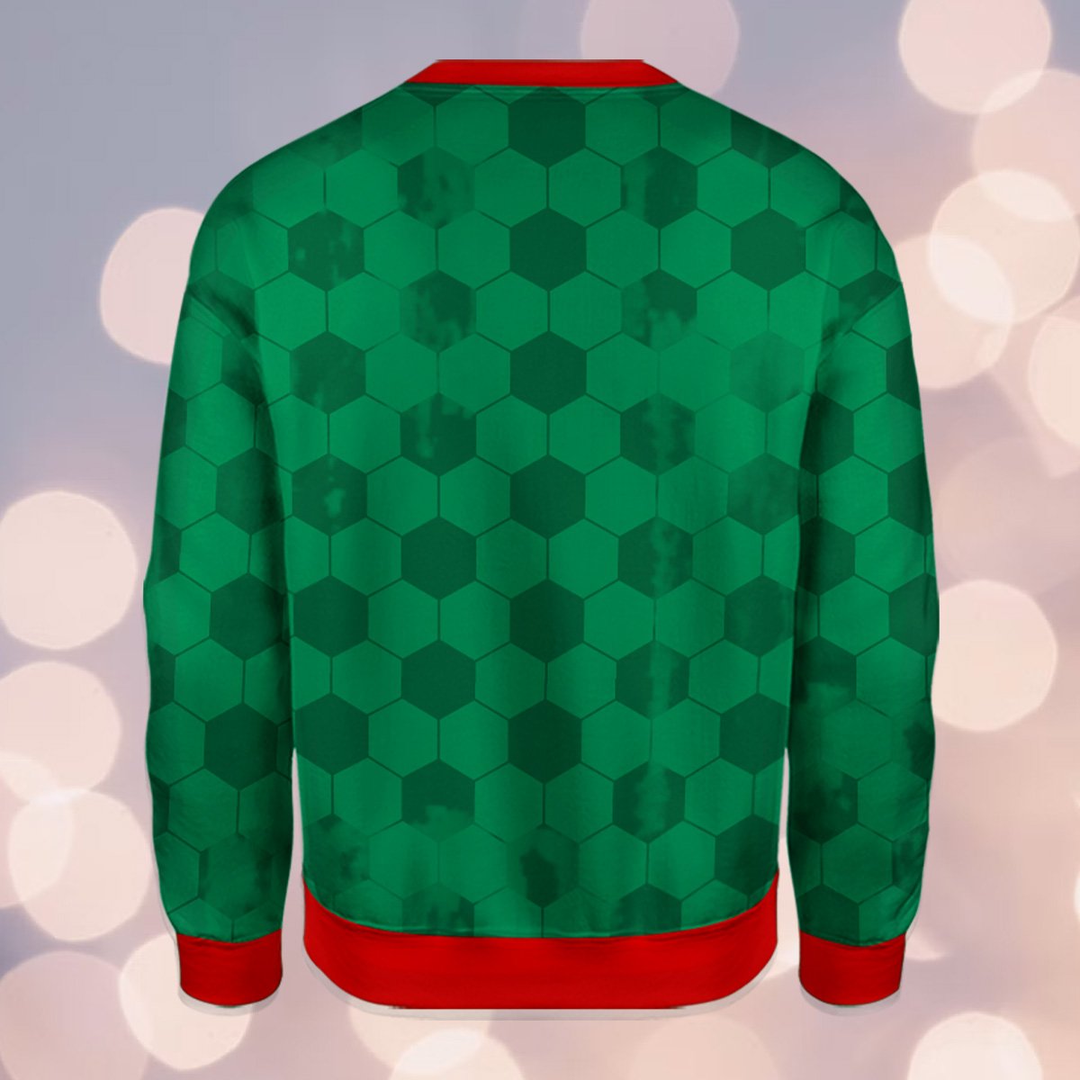 Back view of the green ugly sweater