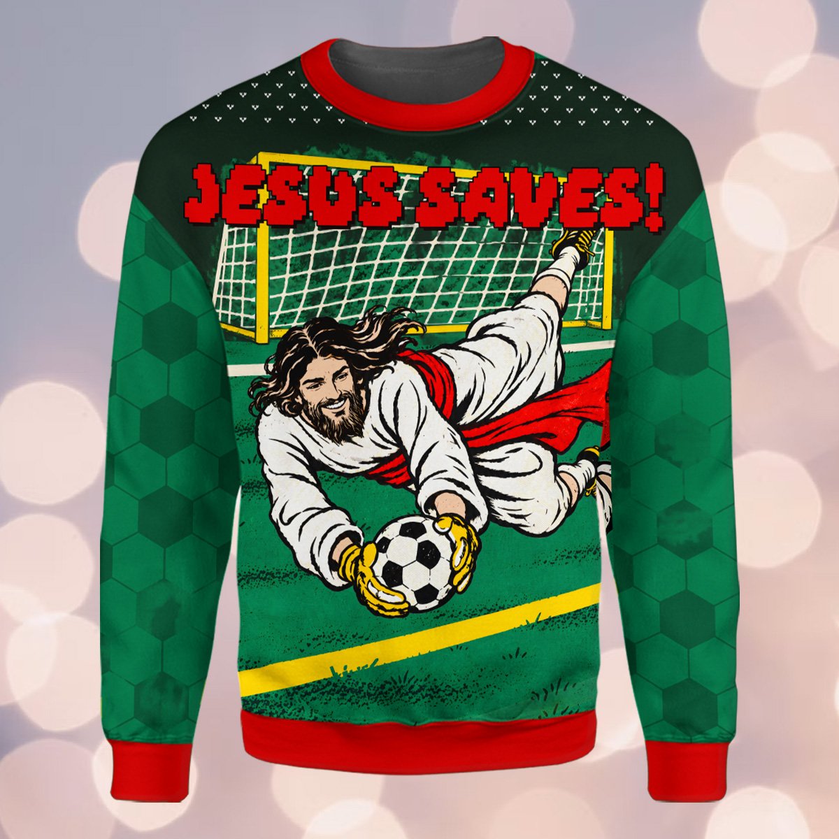 Detailed front view of the soccer net and goalkeeper design