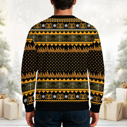 Back view of the Jesus Saves hockey ugly sweater