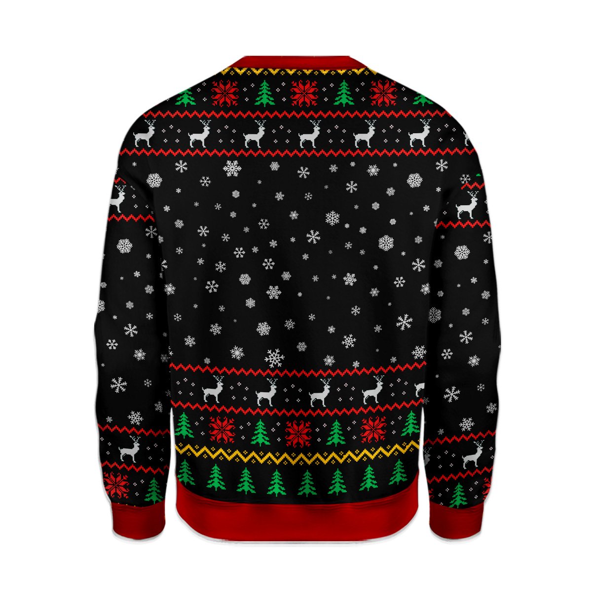 Third back view of the black adult humor sweater