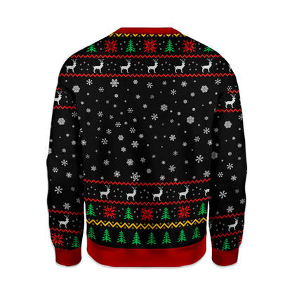 Third back view of the black adult humor sweater
