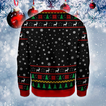 Back view of the black ugly christmas sweater