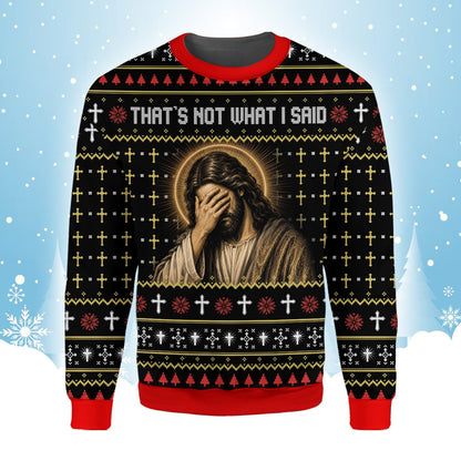 Front view of adult humor ugly christmas sweater