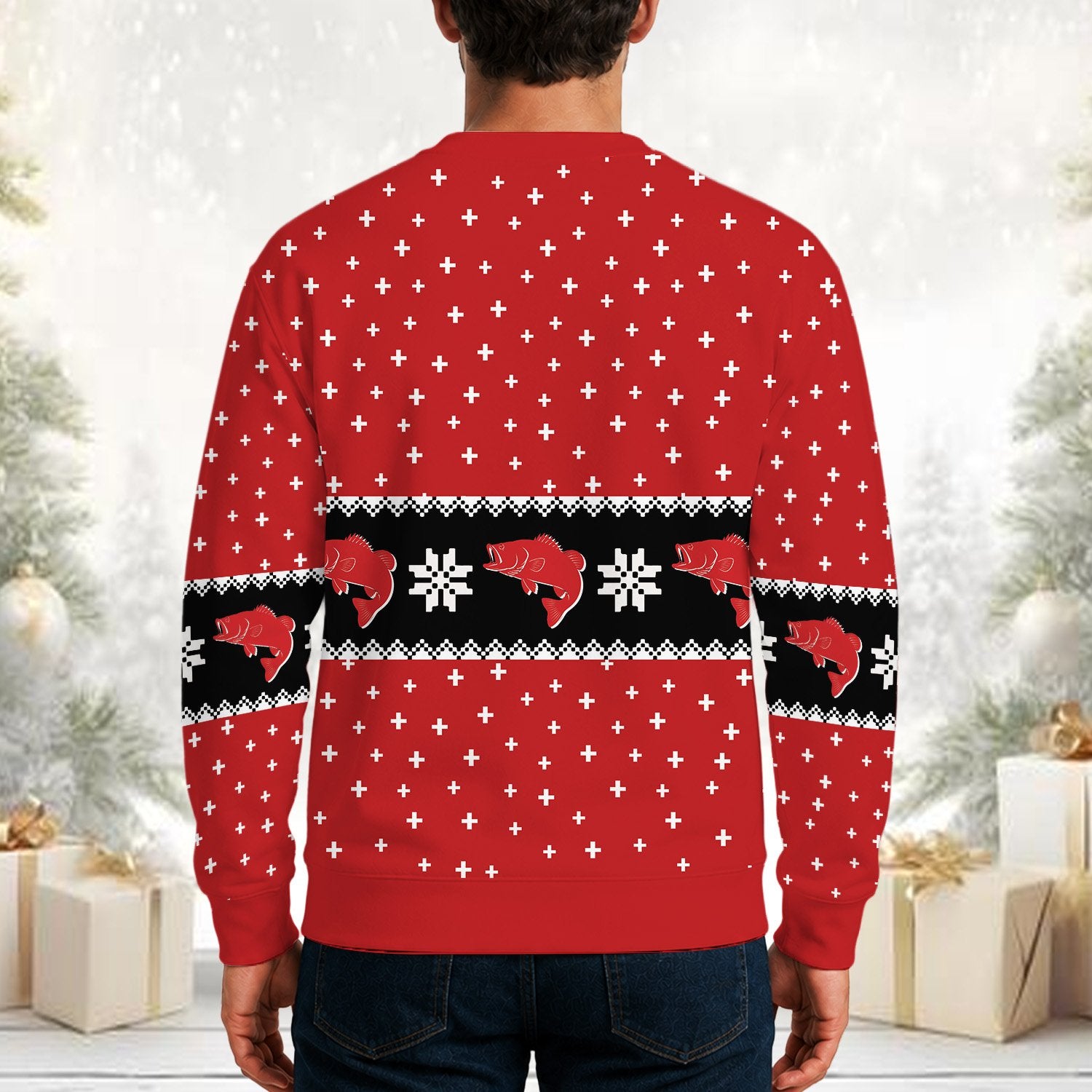 Person wearing the holiday ugly sweater