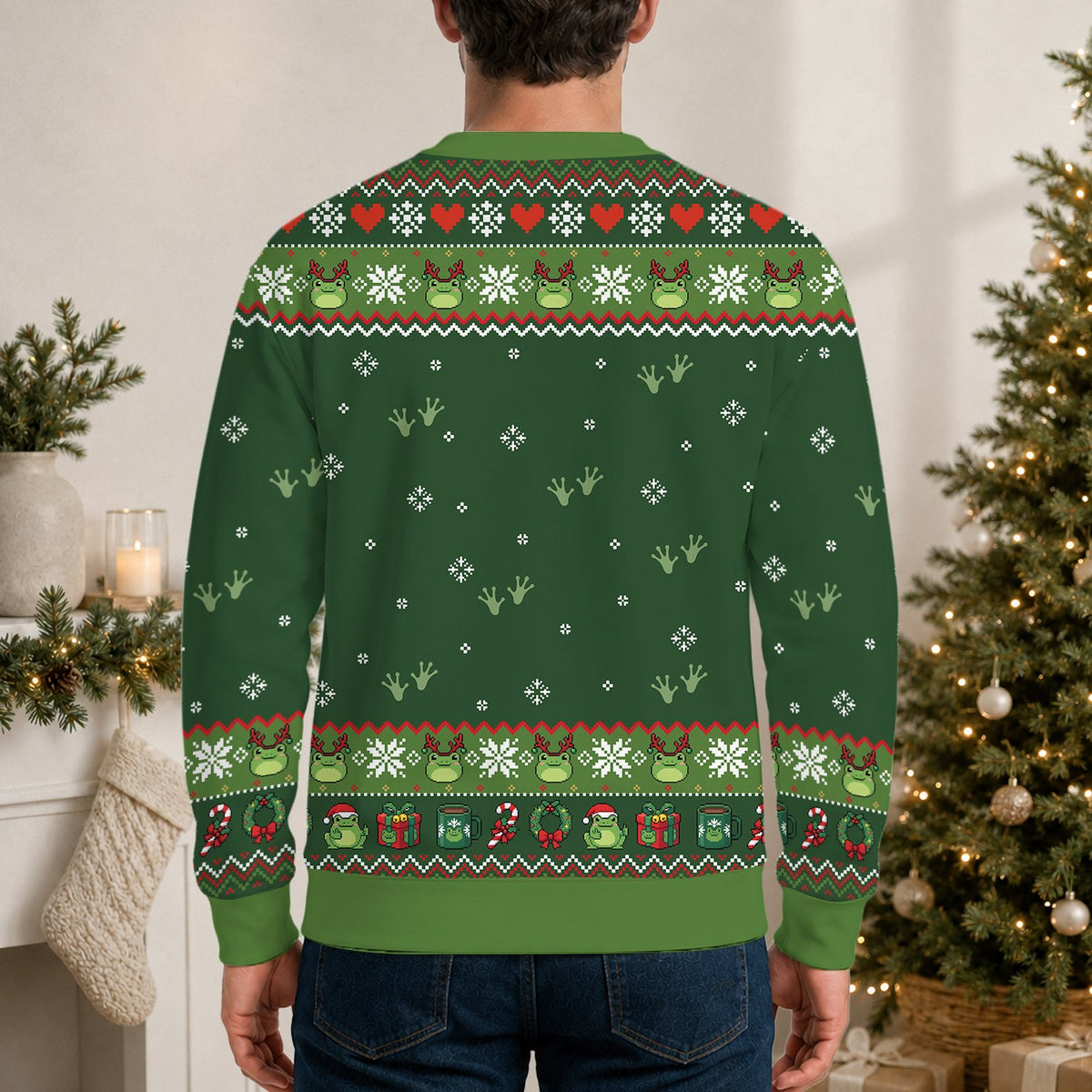 Alternate back view of the ugly Christmas sweater