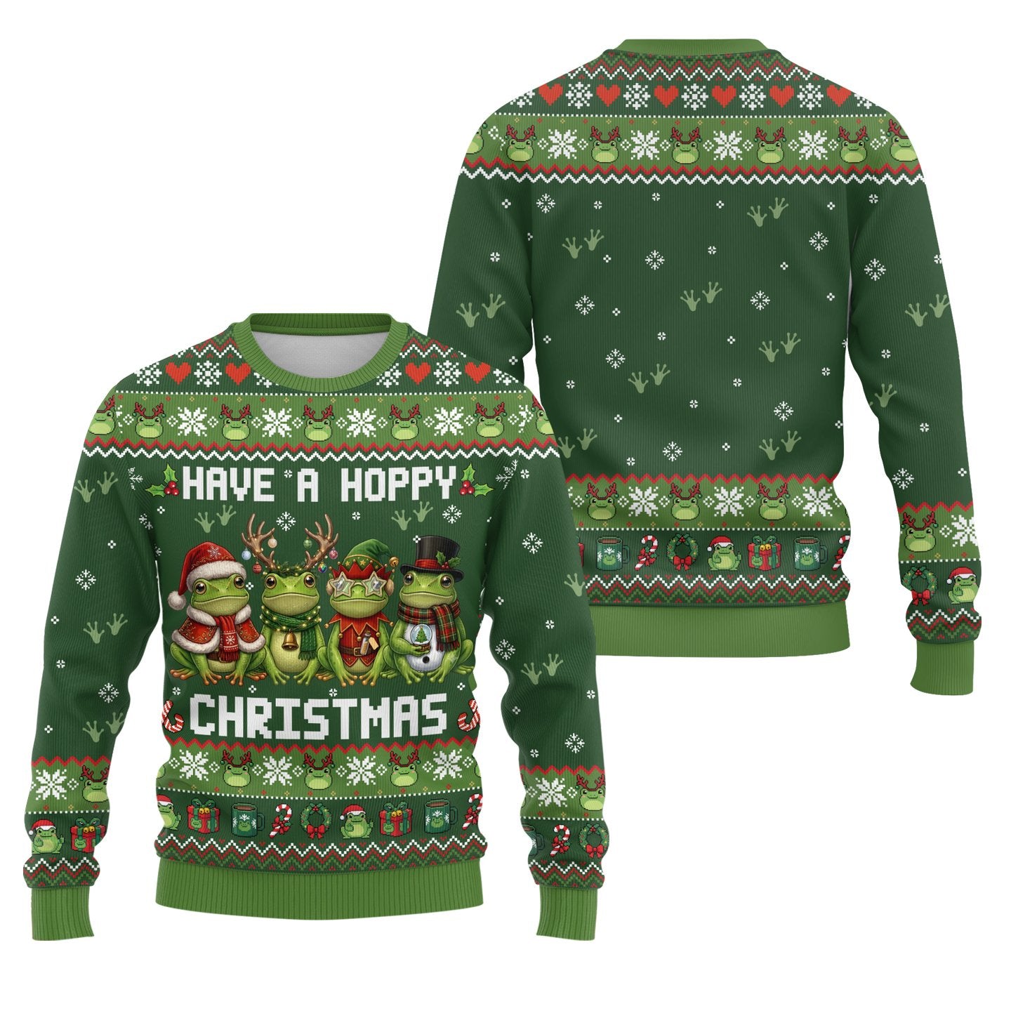 Back view of the green holiday ugly sweater