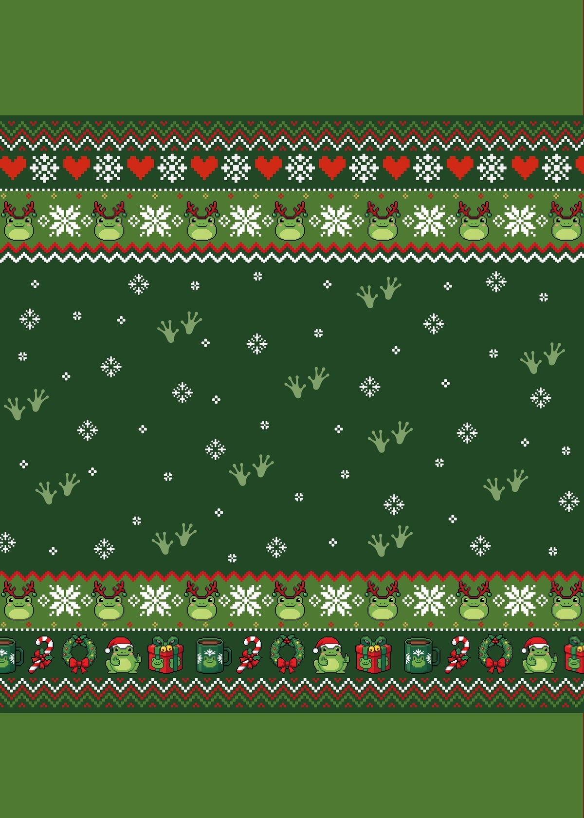Alternate front view showing the multicolor frog design on the ugly holiday sweater