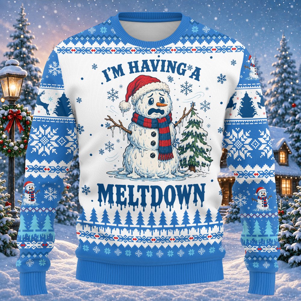 Side angle of funny mens ugly sweater, view 4