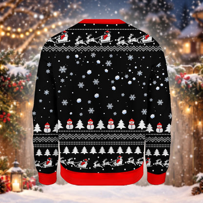 Detailed back view of the holiday ugly sweater