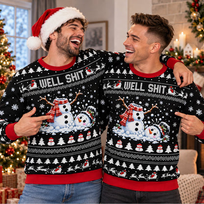 Another lifestyle view of the holiday ugly sweater