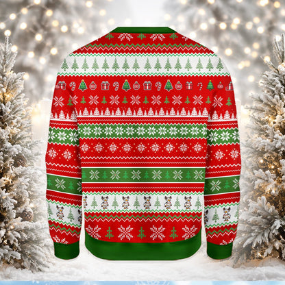 Back view detail of the funny Christmas ugly sweater pattern