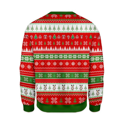 Close up back view of the funny Christmas ugly sweater