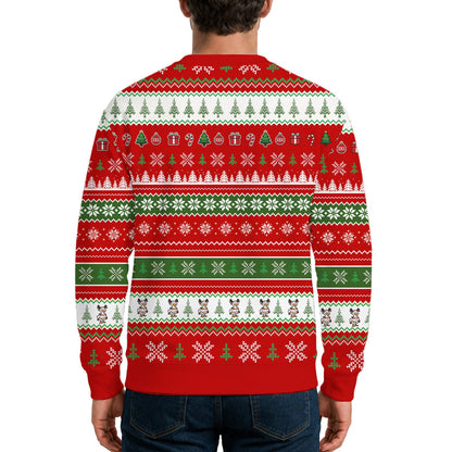 Full back view of the funny Christmas ugly sweater