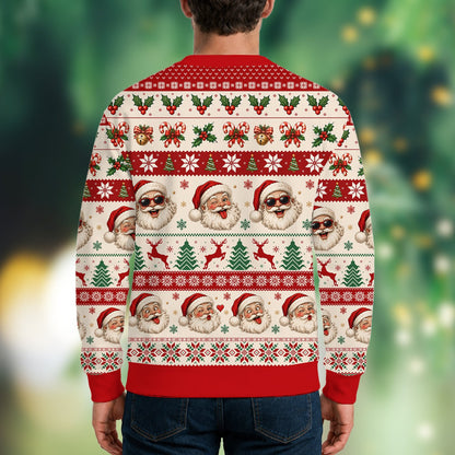 Close-up back detail of the ugly sweater