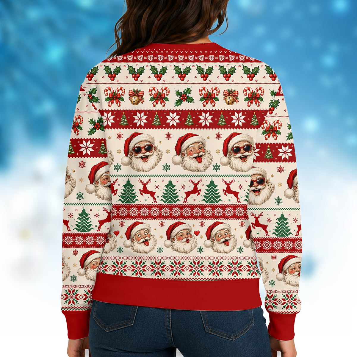 Alternative back view of the adult ugly sweater