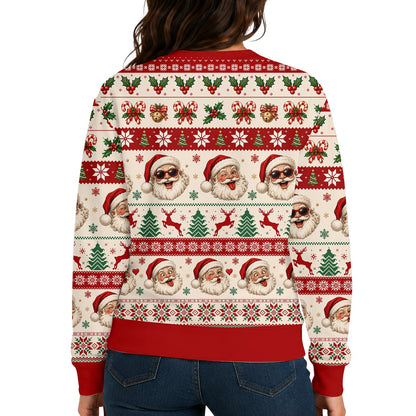 Additional back angle of the Christmas humor sweater