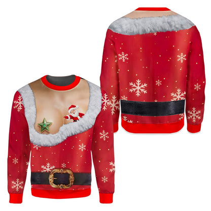 Second front view of the funny holiday ugly sweater