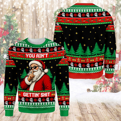 Another front view highlighting the all-over print of the funny christmas sweater