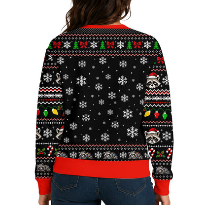 Detailed back view of the funny ugly christmas sweater