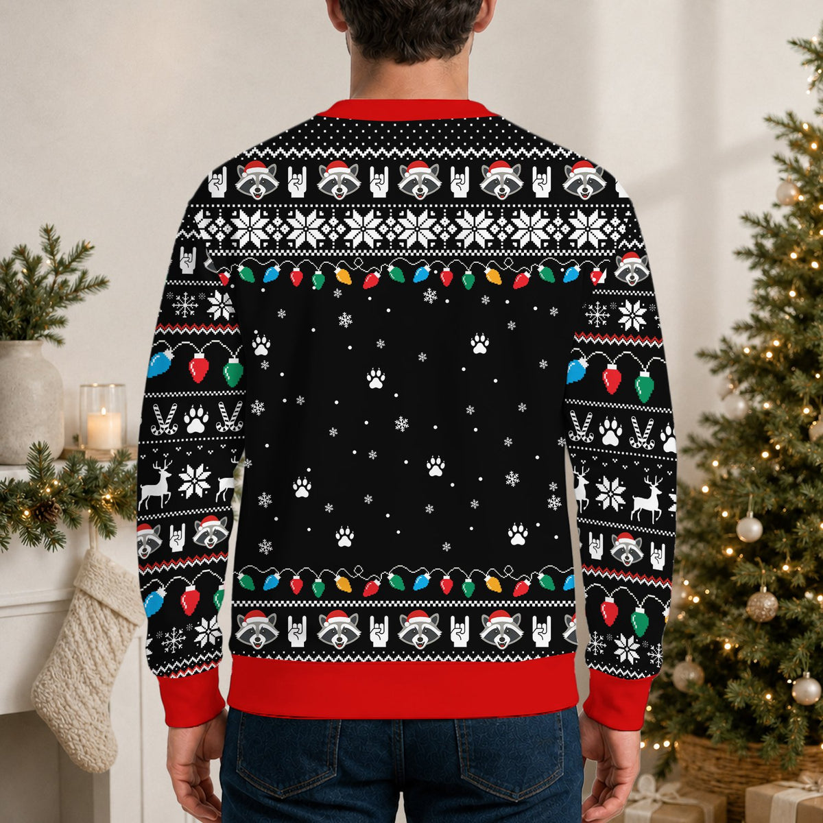 Fourth lifestyle view of the black funny ugly sweater
