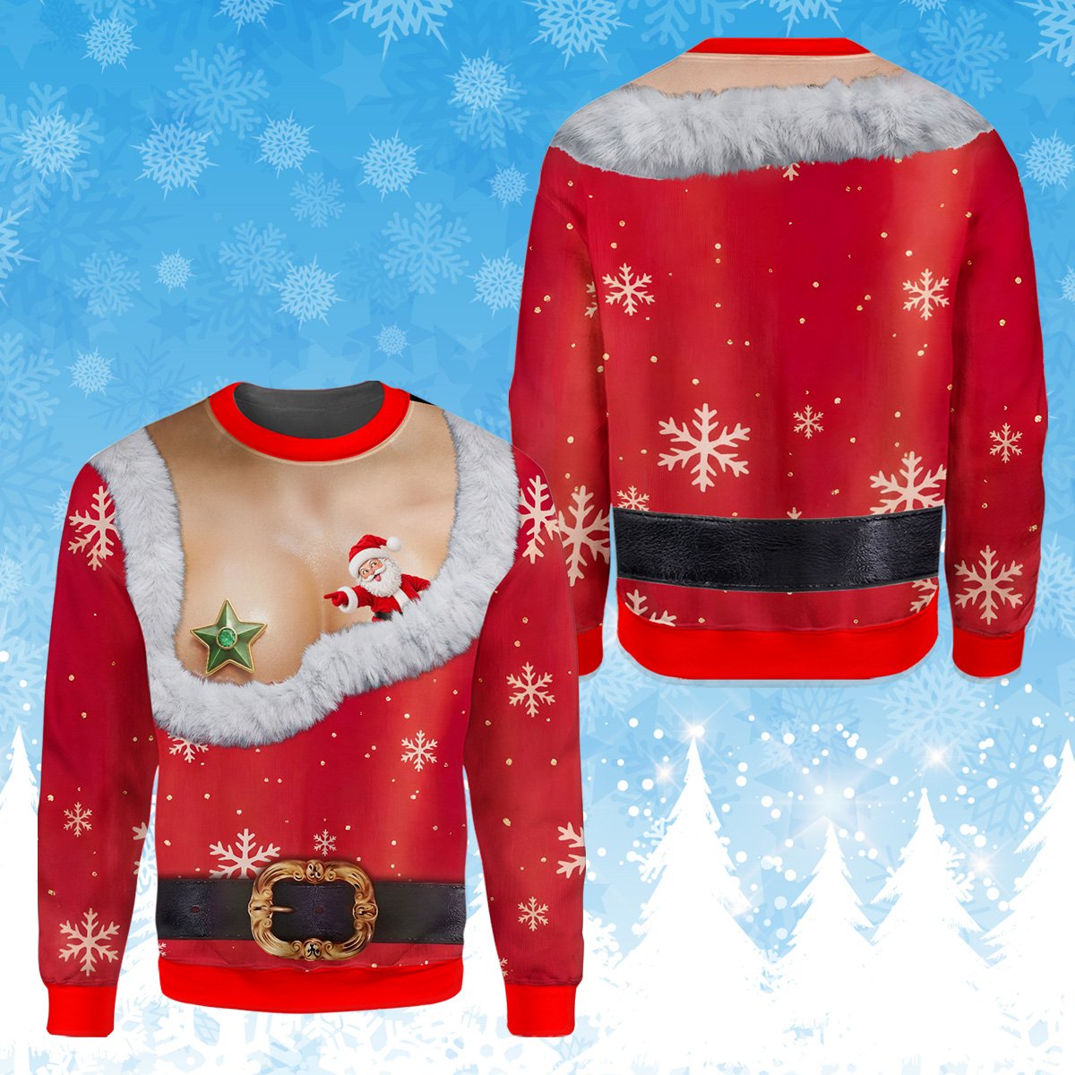 Seventh front view of the adult funny ugly sweater