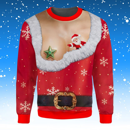 Eighth front view showing the festive snowflake background