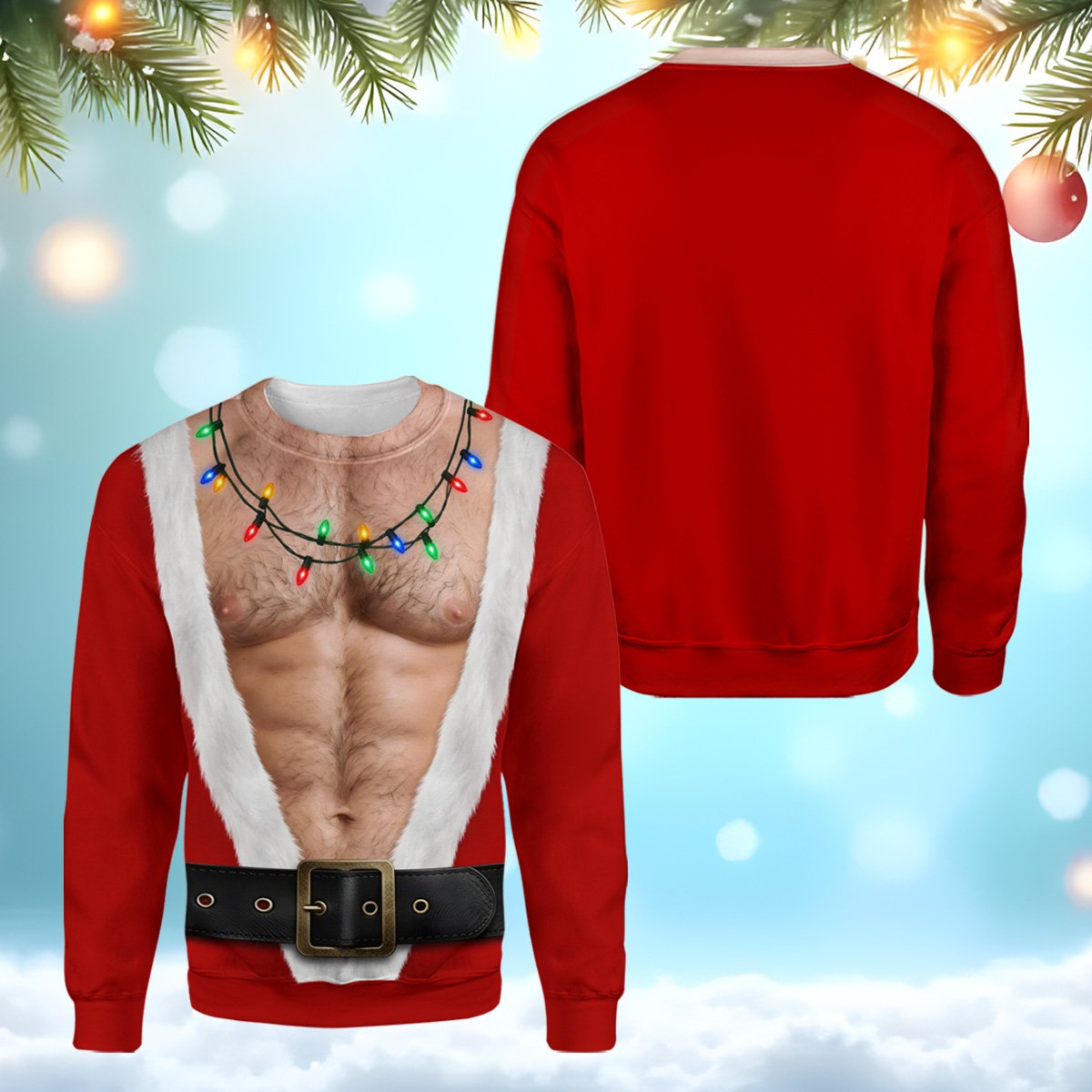 Additional view of the funny mens ugly christmas sweater