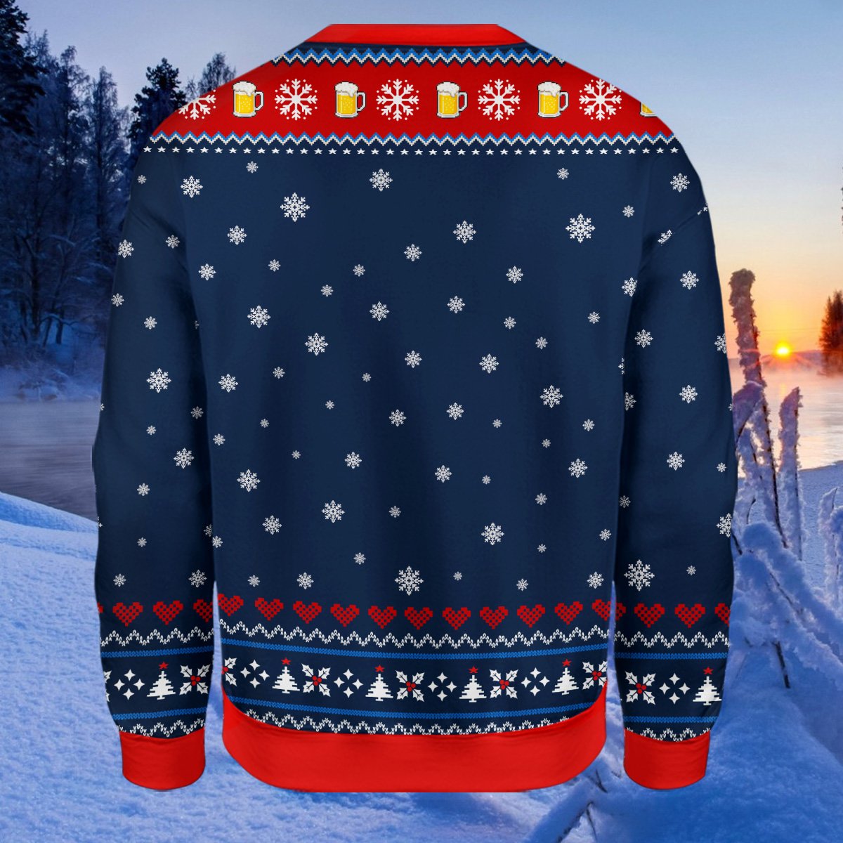 Ugly christmas sweater funny navy back view 2