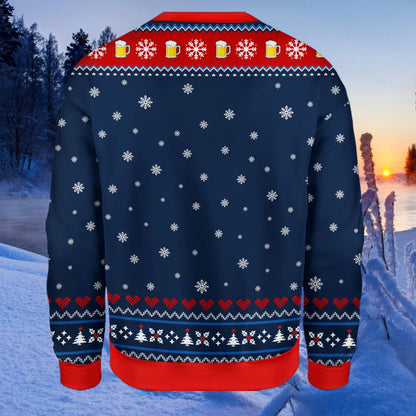Ugly christmas sweater funny navy back view 2