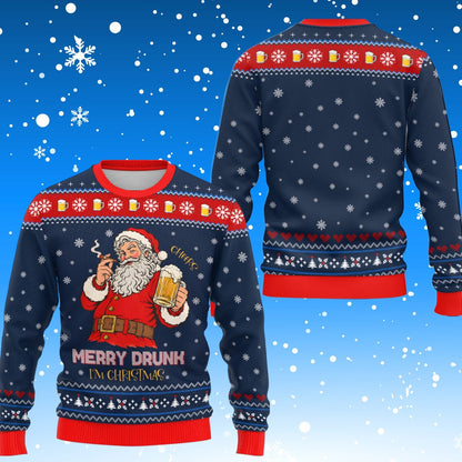 Ugly drinking christmas sweater front view 6