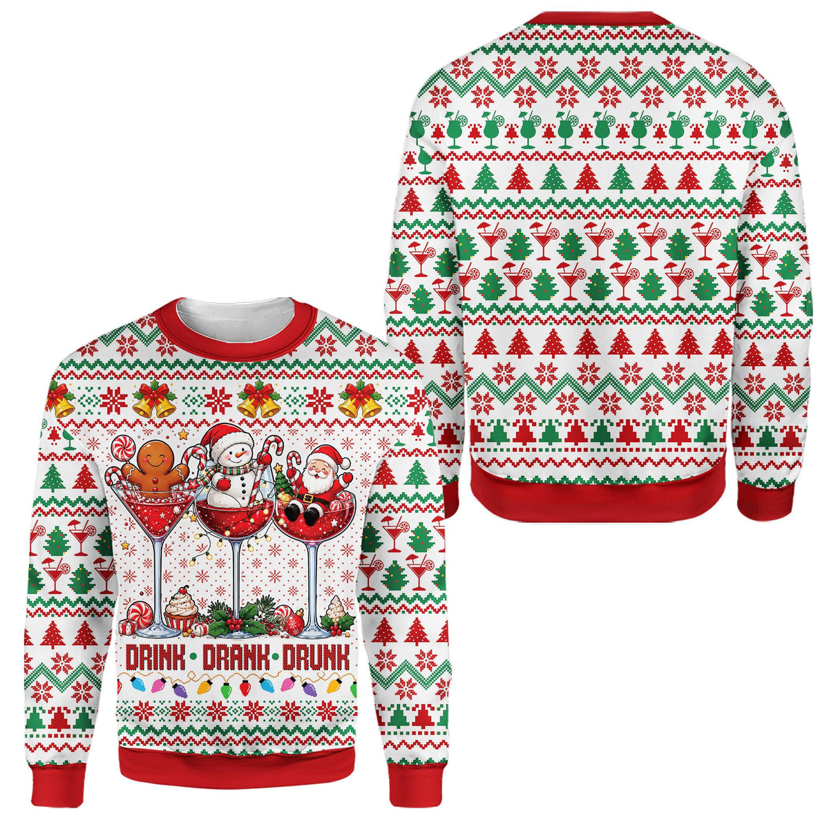 Detail front view of holiday cocktail ugly sweater