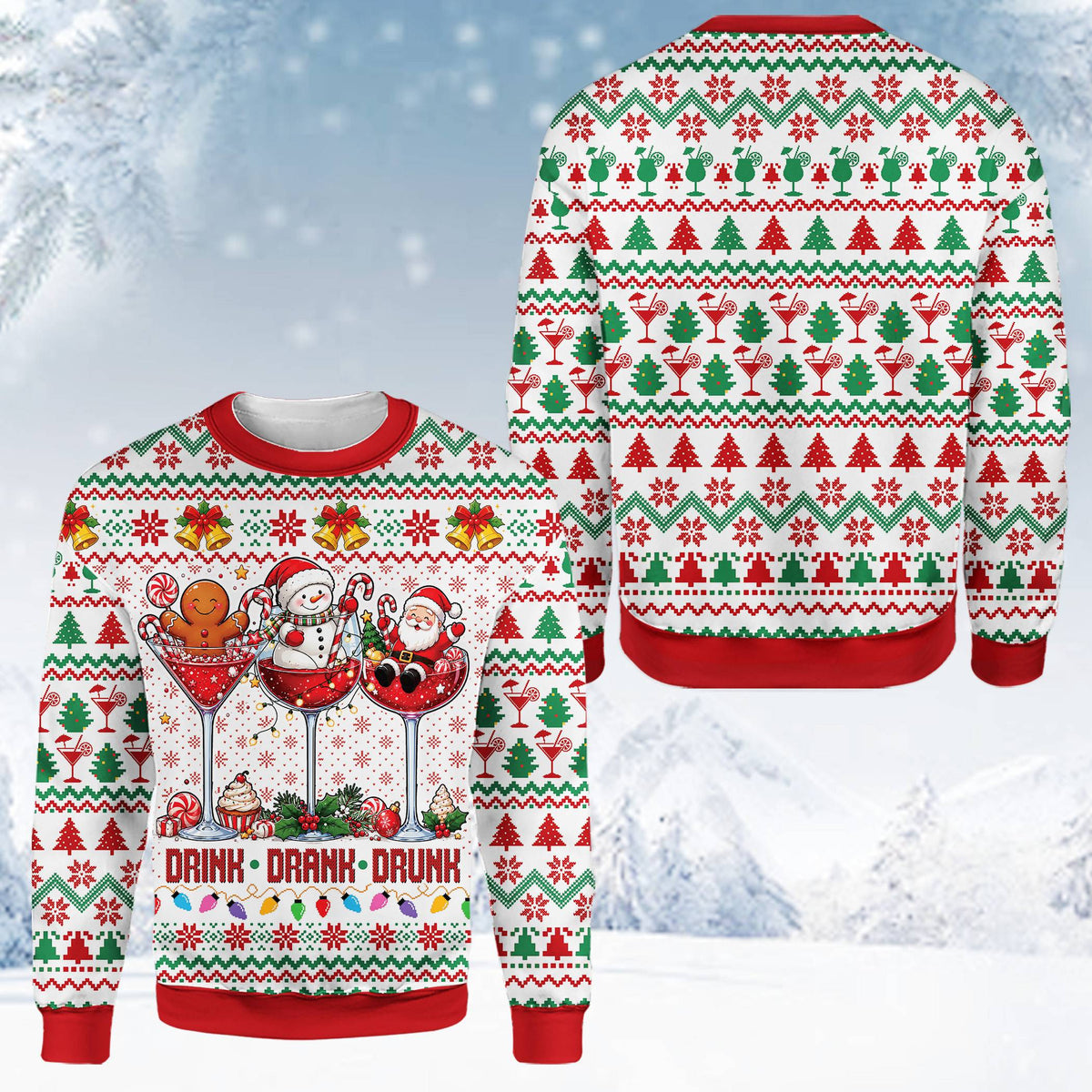 Additional front view of funny ugly christmas sweater