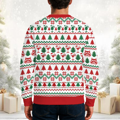 Second lifestyle view of person wearing funny ugly christmas sweater