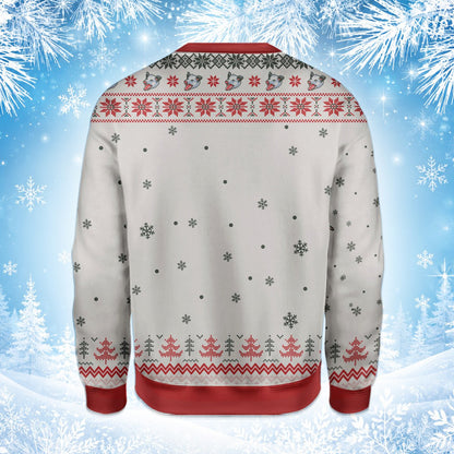 Back view of the opossum holiday ugly sweater design