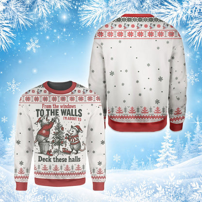 View showing the collar and upper pattern of the sweater
