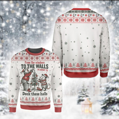 Another view of the opossum christmas sweater ugly funny