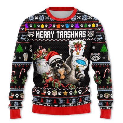 Detailed front view of the funny ugly christmas sweater