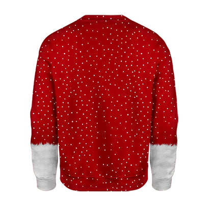 Second back view of the funny red Santa ugly sweater