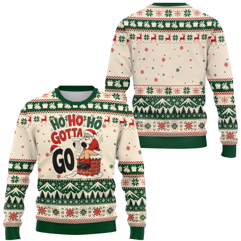 Detailed front view of the santa ugly christmas sweater