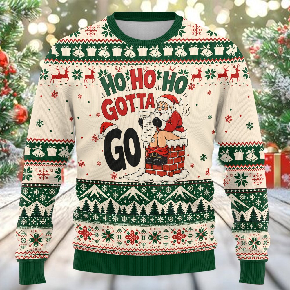 Funny santa ugly christmas sweater, front view