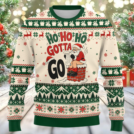 Funny santa ugly christmas sweater, front view