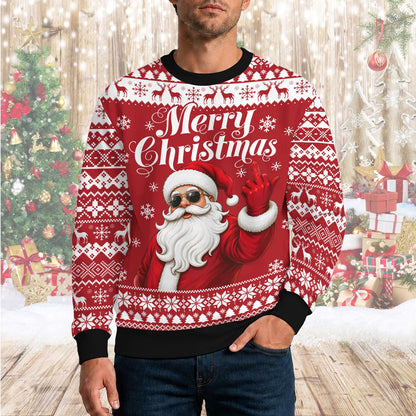 Lifestyle view 4 of funny santa ugly christmas sweater